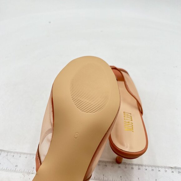 Miss Left Dark Salmon Low Heel Soft Insole Mesh Mules Slip On Summer Sandals - Picture 6 of 8